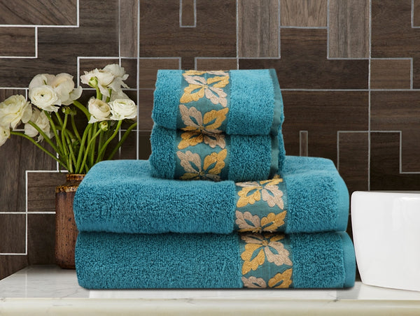 Patterned Flower Towels (Set of 4A)