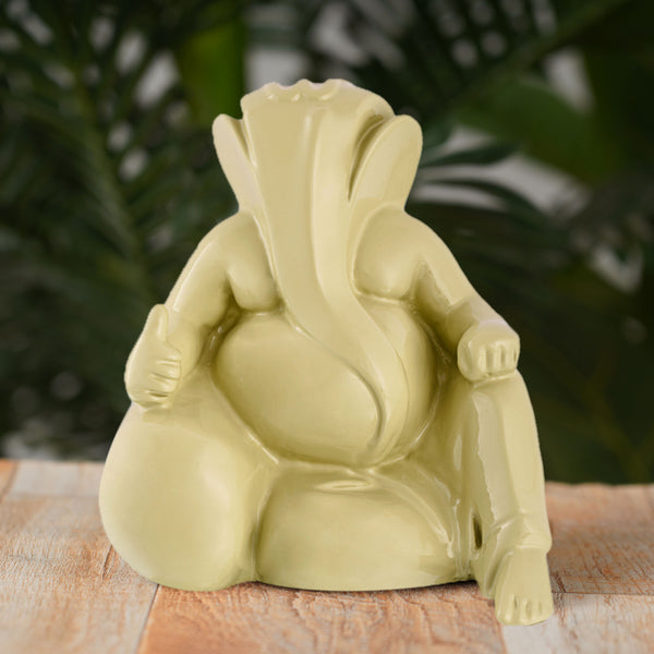 Ganesha Sculpture: Resin Decor Ganesha Idol (Lime Green)