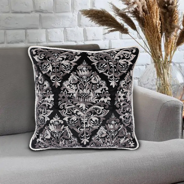 Royal Brocade Black Cushion Cover