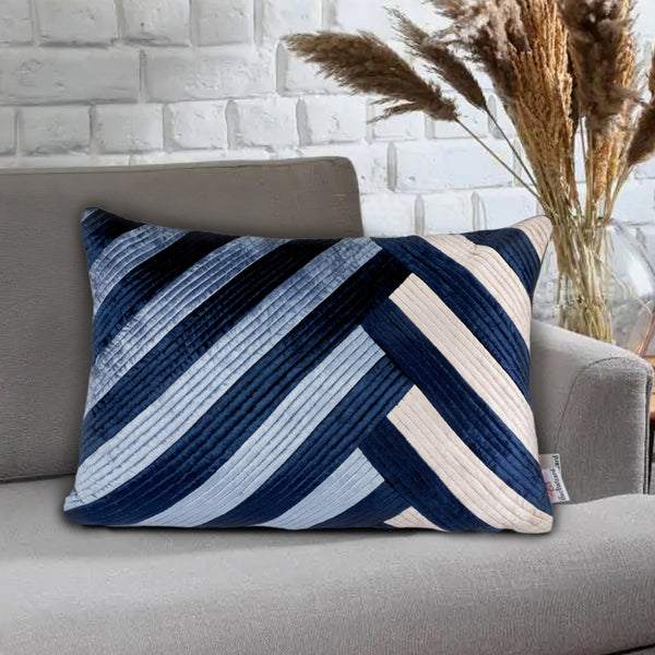 Elegant Striped Blue Cushion Cover