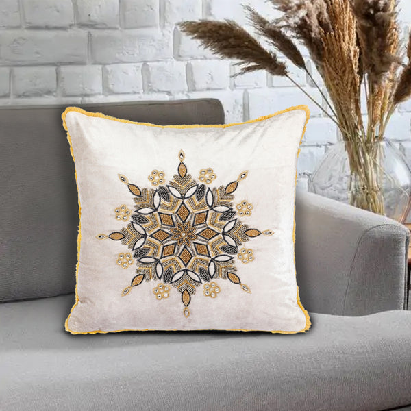 Mandala Art Beige Cushion Cover