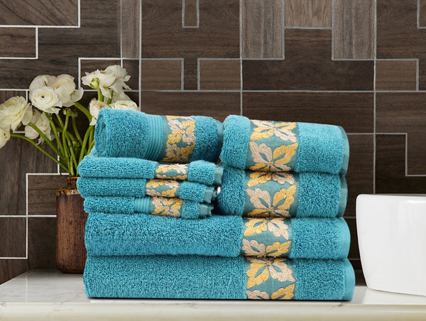 Patterned Flower Towels (Set of 8)