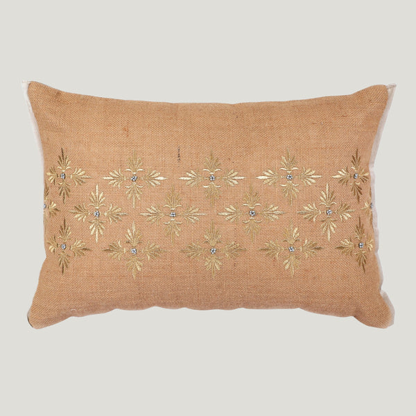 Intricate Jute Beige Cushion Cover